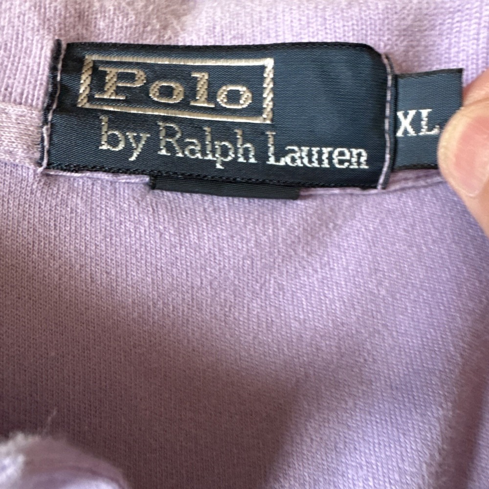 Polo Ralph Lauren Mens XL Purple Short Sleeve Pique Polo Shirt Orange Pony Logo - Picture 4 of 4